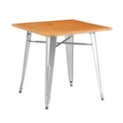 (6M) 2x Items. 1x Billy Bistro Table Steel Pine Wood Table Top (H75x W75x D75cm) – Item Appears As