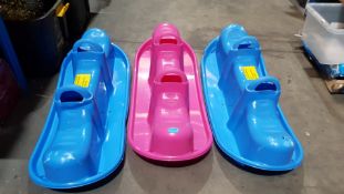 (9J) 3x Kids Double Rocking Toy (1x Pink, 2x Blue). (2x Blue Have Some Damage To Units).