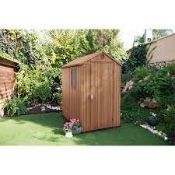 (P) 1x Keter Darwin Outdoor Apex Shed 4x6 RRP £365. (W112x D176.5x H199.8cm). (Unit Sealed, With So