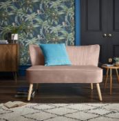 (6M) 1x The Cocktail Sofa Dark Blush. Solid Wood Legs, Velvet Fabric. (H71x W110x D68cm). Lot Has L