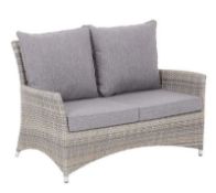 (7F) 1x Hartington Florence Collection 2 Seater Rattan Sofa With 4x Cushion. (Unit Appears As New,