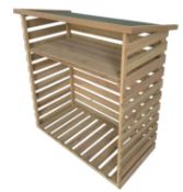 (8D) 1x Wooden Log Store 1.23x 1.16m. Slated Design To Ensure Logs Are Aired. Raised Floor Allowing
