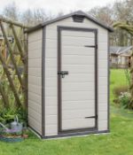 (P) 1x Keter Manor Apex Shed 4x3 RRP £285. (W129x D103x H196cm). Unit Factory Banded With Some Dama