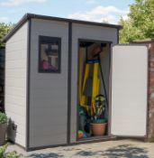 (P) 1x Keter Manor Pent Shed 6x4 RRP £375. (W183.5x D111x H200.5cm). (Damage To Box)