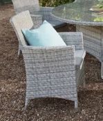 (A8) 3x Hartington Florence Collection Rattan Dining Chair With 3x Cushion. (2x Appear As New, 1x C