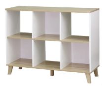 (P) 2x Living Elements Clever Cube 3x2 Cube Storage Unit With Wooden Legs White & Oak Finish. (W108