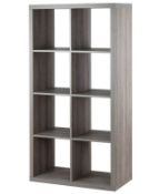 (P) 1x Living Elements Clever Cube 2x4 Cube Storage Unit Grey Oak. (W760x H1460x D390mm).