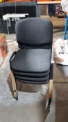 (6O) 4x Black Metal & Fabric Stackable Office Chair. (All Units As New).