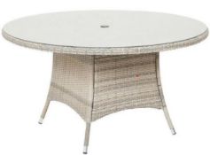 (P) 1x Hartington Florence 6 Seater Rattan Dining Table. Complete, With Fixings. (Damage To Box).