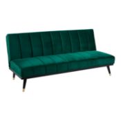 (7G) 1x Sindy Sofa Bed Deco Luxe Emerald Green RRP £195. Velvet Quilted Sofa That Folds Into A Bed