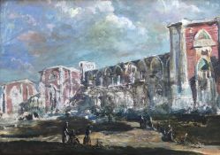 Kenneth Green 1905-1986 large signed oil on canvas ñCity Wallî