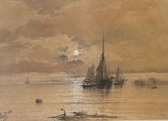 Albert Ernest Marks British 1865-1901 signed watercolour Kent Coast