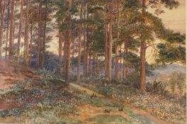Charles Earle (1832-1893) signed watercolour Rabbits in woodland