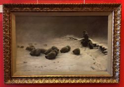 Large unsigned oil painting in the style of Joseph Farquharson 