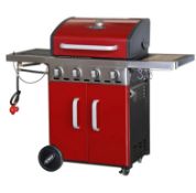 (P13) 1x Outback New Saturn 4 Burner Gas BBQ Red RRP £450. Contents Appear Clean, Unused. Unit Has