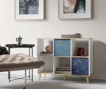 (8A) 1x Living Elements 2x3 Cube Storage Unit With Legs Oak / White Matt Finish. (W1109x H837x D390