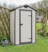 (P10) 1x Keter Manor 4x3 Maintenance Free Shed RRP £285. (W129x D103x H196cm). (Unit Has Factory Ba