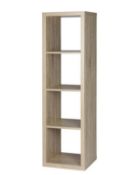 (P14) 1x Living Elements Clever Cube 1x4 Cube Storage Unit Oak Finish. (W41x D39x H146cm).