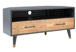 (P9) 1x Franklin Corner TV Stand RRP £295. (H50 x W110 x D50cm). Damage To Sides. Rear Legs Detache