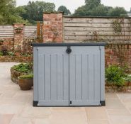 (P23) 1x Keter Store It Out Ace 1200L RRP £175 (L145.5x W76x H110cm). Sealed Unit With Damage To Pa