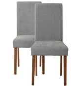 (P10) 2x Diva Dining Chair RRP £125. Grey Upholstered Seats, Rubberwood Legs. Appear New, Unused –