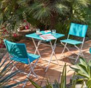 (P22) 1x Lettie Bistro Set Blue RRP £180. 2x Boxes In Lot. (New Item, Damage To Box).