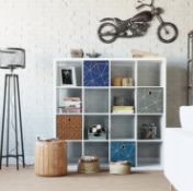 (P14) 1x Living Elements Clever Cube 4x4 Cube Storage Unit White Matt Finish RRP £85. (H146x W146x