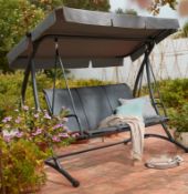 (P21) 1x 3 Seater Swing RRP £250. (H165x W221.5x D130cm). Powder Coated Steel Frame. Textilene Fabr