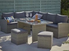 (P2) 1x Matara Corner Sofa Dining Set RRP £700. (Contents Appear Complete, As New In Original Pack