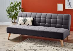 (P5) 1x Clik Clak Kelly Sofa Bed Grey RRP £200. Wooden Frame & Solid Birch Wood Legs. (H81x W180x