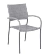 9x Bambrick Grey Rattan Stacking Chair. Powder Coated Steel Frame. Hand Woven Synthetic Rattan. (H8