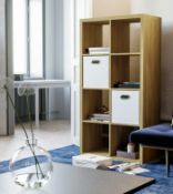 (P14) 1x Living Elements 2x4 Cube Storage Unit Mango Oak Finish. (HW760x H1460x D390mm)