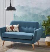 (P12) 1x Scandi Savannah Sofa Teal RRP £250. (H87x W147x D78cm). Fabric Under Unit Is Partially Det