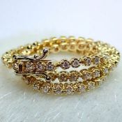 Certificated 14K Yellow Gold Diamond Bracelet