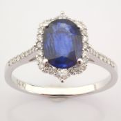 Certificated 14K White Gold Diamond & Sapphire Ring