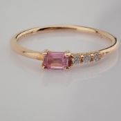 Certificated 14K Rose/Pink Gold Diamond & Pink Sapphire Ring