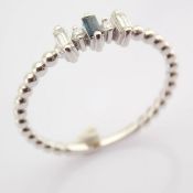 Certificated 14K White Gold Diamond & Sapphire Ring