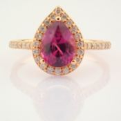 Certificated 14K Yellow and Rose Gold Diamond & Rodalite Ring