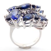 Certificated 14K White Gold Diamond & Sapphire Ring