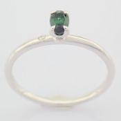 Certificated 14K White Gold Diamond & Tourmaline Ring