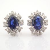 Certificated 18K White Gold Diamond & Sapphire Ring
