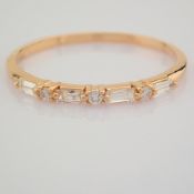 IDL Certificated 14K Rose/Pink Gold Baguette Diamond & Diamond Ring (Total 0.17 ct Stone)