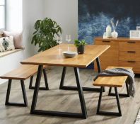 (P14) 1x Phoenix Dining Table RRP £250. (H)75 x (L)180 x (W)90cm. Solid Pine Wood Top, Metal Legs.