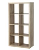 (P16) 1x Living Elements Clever Cube 2x4 Cube Storage Unit Oak Finish. (H)146 x (W)76 x (D)39cm