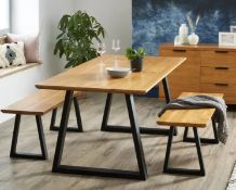 (10C) 1x Phoenix Dining Bench RRP £125. (H45x W120x D40cm). Pine Wood Bench Seat, Black Metal Legs.