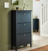 (P15) 1x Hamilton Shoe Cabinet Navy RRP £80. (H122x W70x D26cm).