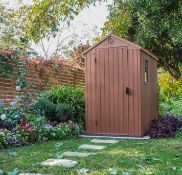 (P13) 1x Keter Darwin Outdoor Apex Shed 4x6 RRP £365. (W112x D176.5x H199.8cm). Unit Has Damage To