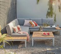 (P) 1x Spirit Garden Corner Sofa Set Grey RRP £1100 (When Complete). 2x Two Seater Sofa. 1x Corner