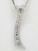 18ct White Gold 0.59ct Diamond Pendant on a Filed Spiga Chain - 16