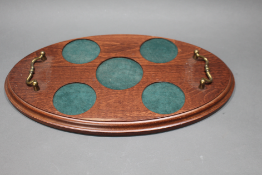Oval Solid Mahogany Drinks Decanter & Glass Serving Tray